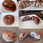 ブーランジェリークルミ - マッシュルームバター、ブルーベリーベーグル、ブルーベリーとレーズン