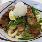 高雄 - 2014/8/11の週の週替わりうどん　肉巻きなすのぶっかけ