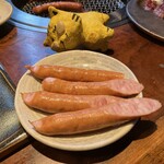 焼肉萬野 - 日本一のソーセージ（税込）　220円×3