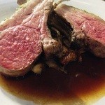 Moist roasted lamb back meat classic style with jus sauce...