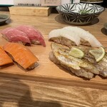 寿司 牡蠣 川崎スシエビス  仲見世通り - 大トロえんがわサーモンのどぐろ