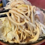 ラーメン二郎 - 『豚1枚ラーメン ニンニクヤサイ』の麺