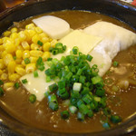 こんぴら茶屋 - チーズ入り牛カレーうどん 1150円　＋　　もち　トッピング