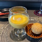 福神来々 - タピオカ入りマンゴーミルク＆抹茶胡麻団子