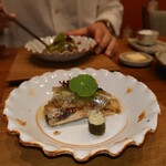 新門前 米村 - 鮎のコンフィ 胡瓜のソース