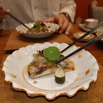 新門前 米村 - 鮎のコンフィ 胡瓜のソース