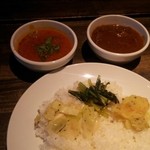 スパイスカフェ - 3種類の野菜とラッサム、マトン
      