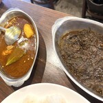 中華 大島 - 右　シャヒジャルビーフ　左　インドカレー　２つをミックスして食べるのもまた美味しかった:)