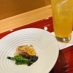 かねと - ホタルイカと新玉ねぎ　つぼみ菜出汁ジュレ