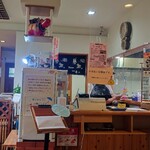 喜一 - 店内、厨房前と通路。