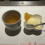 やきにく百済 - コーン茶・柚子シャーベット