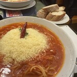 はらっぱ - 赤唐辛子とにんにくのトマトソース　乾麺　普通サイズ