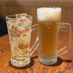 お食事処源氏 - ホワイトホースソーダ割り437円キリン一番搾り637円