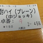 大都会 - 食券(2025年５月2日撮影)