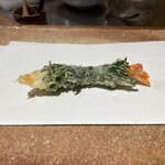 天ぷら 大坂屋 草哲 - 海老しそまき