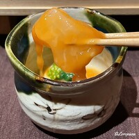 お料理 七草 - 生の海鼠子をたっぷり纏わせいただきました刺身と菜花