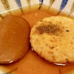ます家 - おでん　がんもどき　黒ハンペン