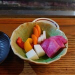 かぶと - お新香(長芋､パプリカ､人参､蕪､紅くるり大根)