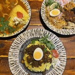 般゜若 PANNYA CAFE CURRY - ○野菜カレー ○イカゲソのビリヤニ○ひよこ豆と羊のキーマ
                                