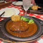 神田グリル - 神田グリル特製ハンバーグ（国産牛100％）　1430円　+　ライス大　350円