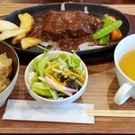 角車 - ランチ デミハンバーグ(筍ご飯に変更)