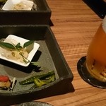 Sakanaya Kuyasuke - お通し & ビール
