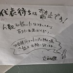 丸祇羅 - 入口までの階段貼り紙