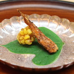 松川 - 「揚げた玉蜀黍 と ばちこ」　(2014/08)