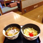 食事処　七福 - ハーフ醤油ラーメンとミニチャーハン