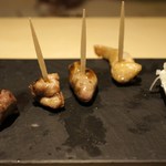 中目黒 いぐち - ピンチョス風・砂肝、せせり、ハツ、ボンジリ