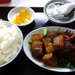 台湾料理　億龍 - 青菜魯肉定食(青菜と角煮定食)　￥７５０