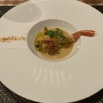 Piccolo Romana - 白身魚のソテー　オレンジソース　蟹乗せ