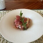 軽井沢リストランテ小林 - 自家製コッパと苺の冷製パスタ