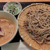 手打ち蕎麦 溜池 - 香味野菜の豆乳坦々つけ蕎麦