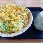 小川 ゆでめん店 - 大天ひもかわ　もり￥510+追加天ぷら1枚￥120