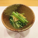 新ばし 星野 - 揚げと水菜のお浸し