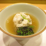 新ばし 星野 - 鱧のなると蒸し　伏見唐辛子