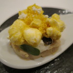 シック プッテートル - フォアグラのテリーヌ、マスカルポーネ・チーズとポップコーン、黒トリュフと共に2