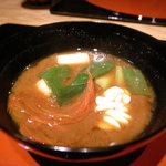 くろぎ - 髭鱈の味噌汁仕立て　白子　下仁田葱