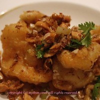 南園 - 大海老のニンニク風味カリカリ炒め。