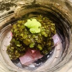 魚菜料理 縄屋 - ④【造り-2】
      平政、醤油たたき蕨のせ