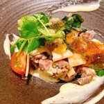 肉専科はふう - dinnerコース
牛肉と筍のタルタル
アイオリソース