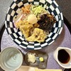 そば処 かずき - 「ぶっかけ舞茸揚げなすそば」@1250＋「大盛」@200