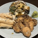 川治 - とこぶしと蒸しアナゴ、牡蠣