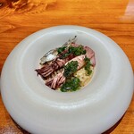 馳走西健一 - ⑩麦イカのもち麦玄米のリゾット 豆鰯を乗せて