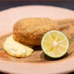 Narayamachi Ao - Cream Croquette with Matsutake Mushrooms from Yamaguchi Prefecture – Served with Sudachi for your preference
