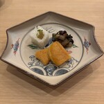 すし処 睦月 - ふきのお寿司、いかの蕗味噌和え、平貝明太子