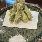 番屋ながさわ - アスパラの天ぷら