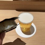 匠 進吾 - 生ビール極小は平貝磯辺焼きとのペアリング