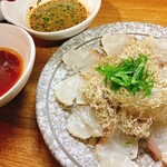 ふうすけ - 鯛昆布〆　ゴマダレとポン酢でいただく